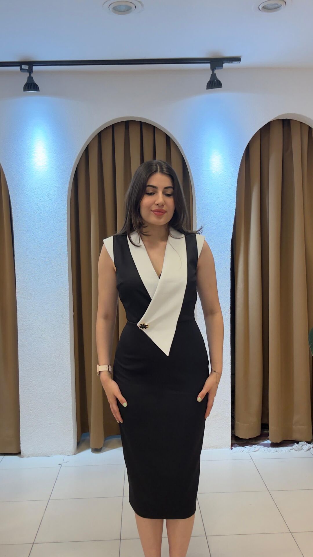 SiYAH KALIN MIDI BOY ELBİSE