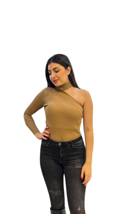 KAHVERENGİ TEK OMUZ CROP