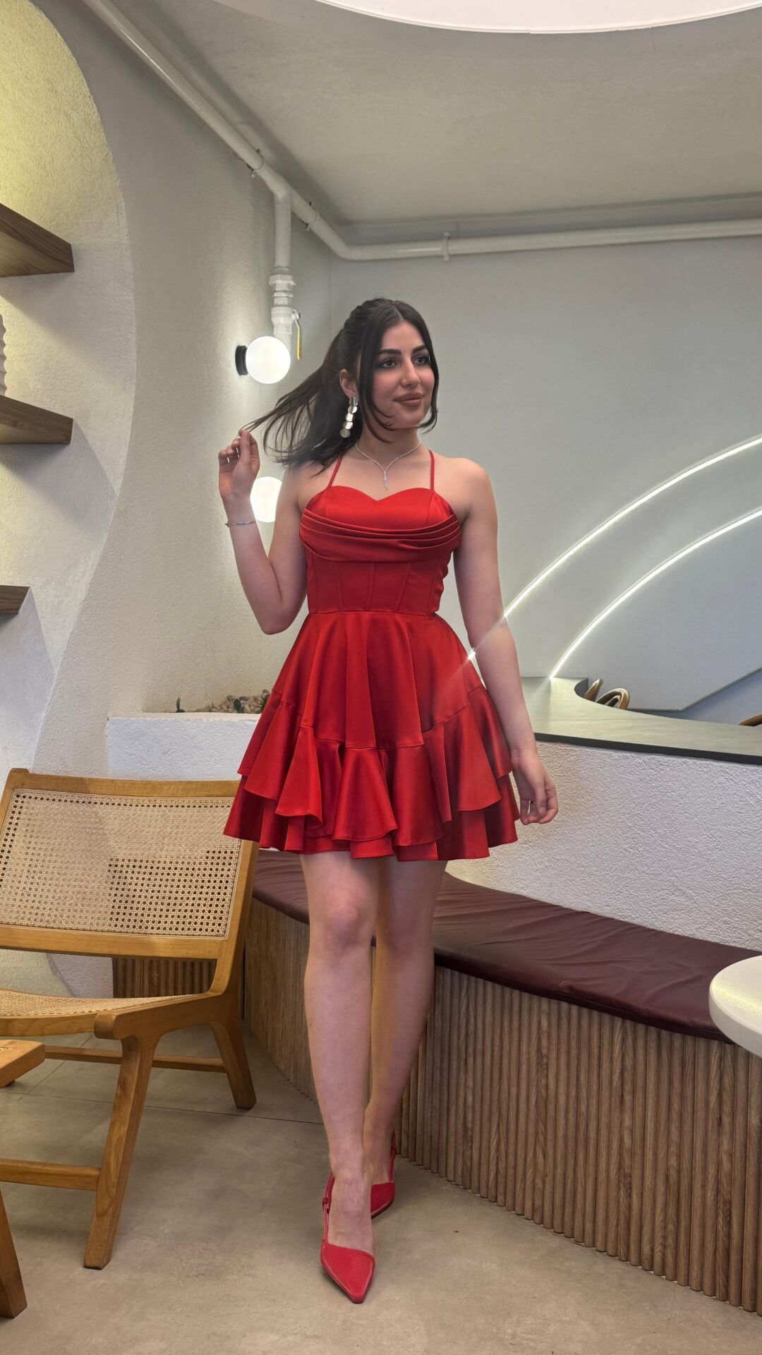 KIRMIZI MİNİ ELBİSE