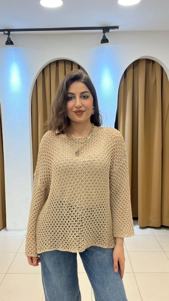 BEJ KAYIK YAKA TRİKO KAZAK