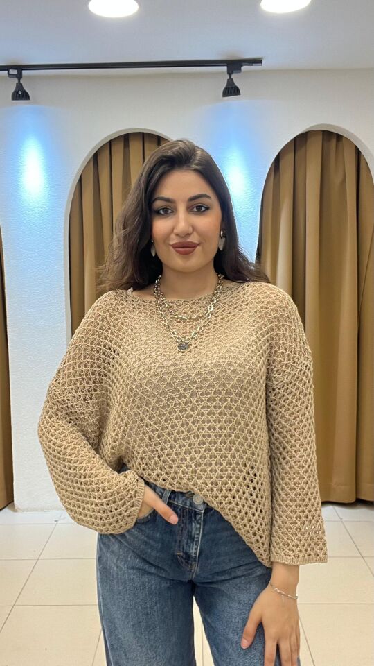 BEJ KAYIK YAKA TRİKO KAZAK