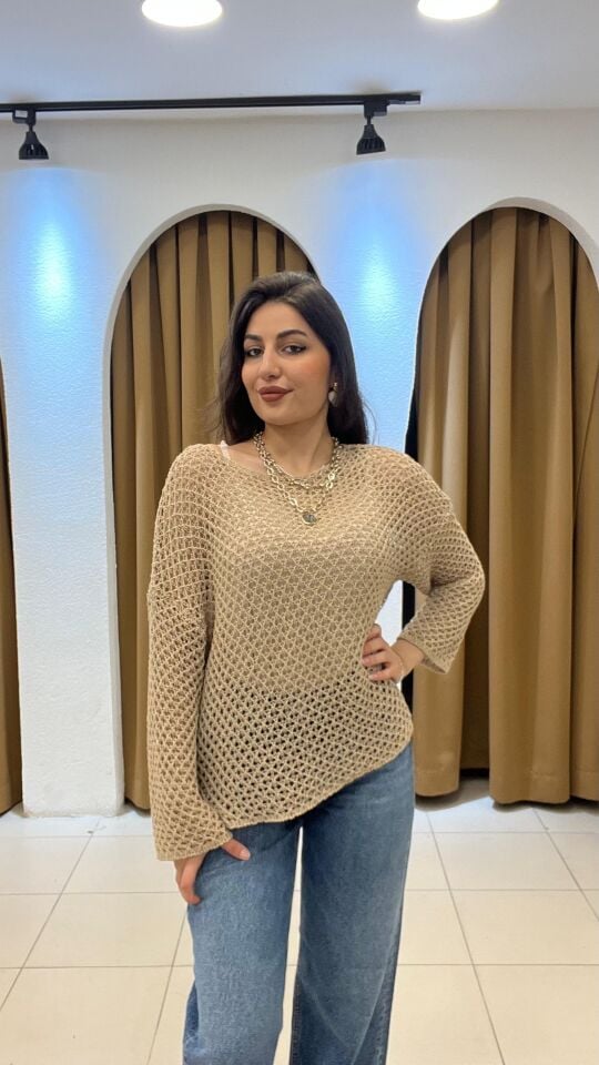 BEJ KAYIK YAKA TRİKO KAZAK