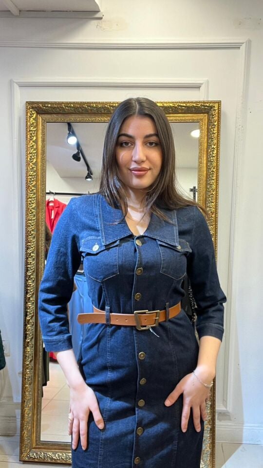 LACİVERT KOT ELBİSE 40