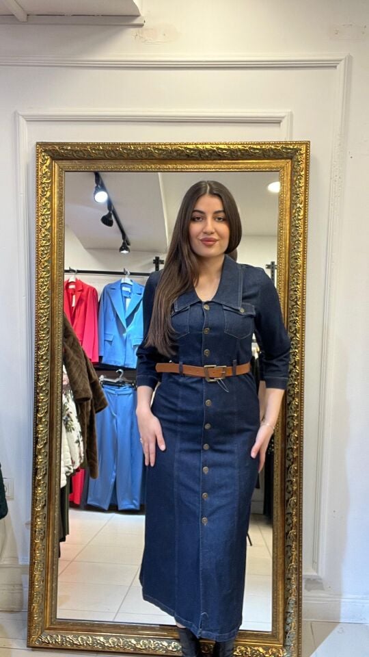 LACİVERT KOT ELBİSE