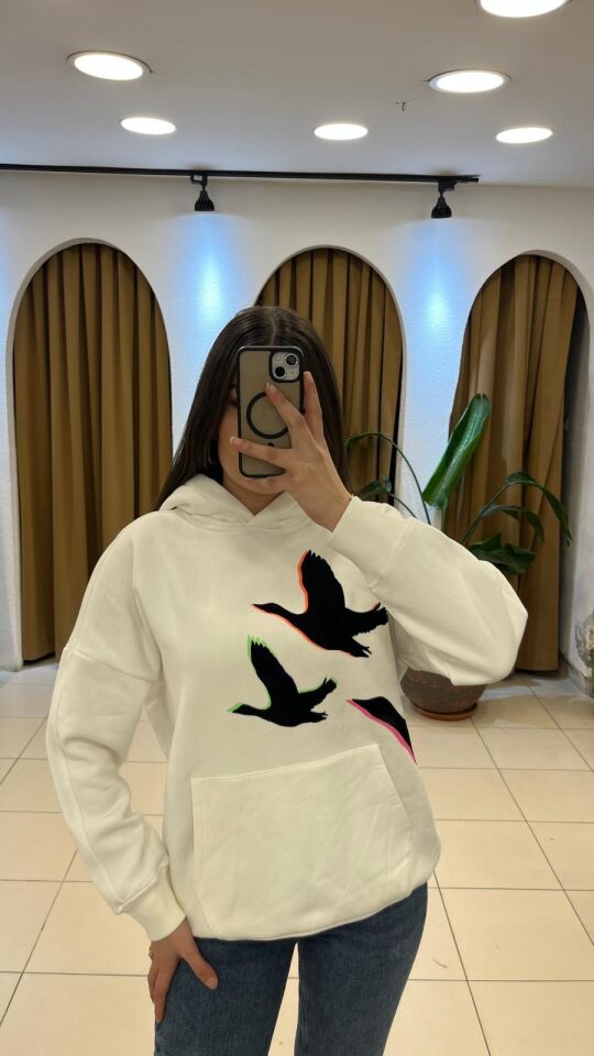 BEYAZ BASKI DETAYLI SWEAT XL