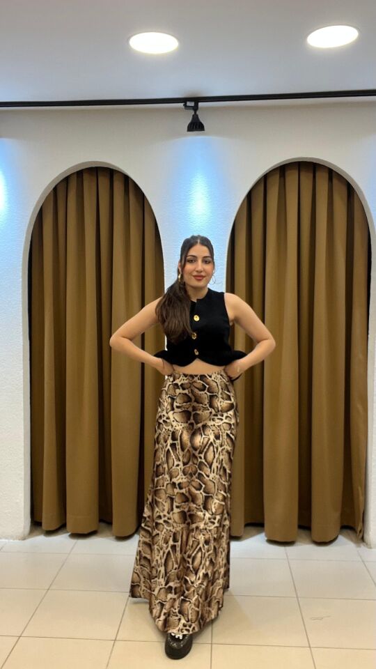 LEOPAR SATEN UZUN ETEK