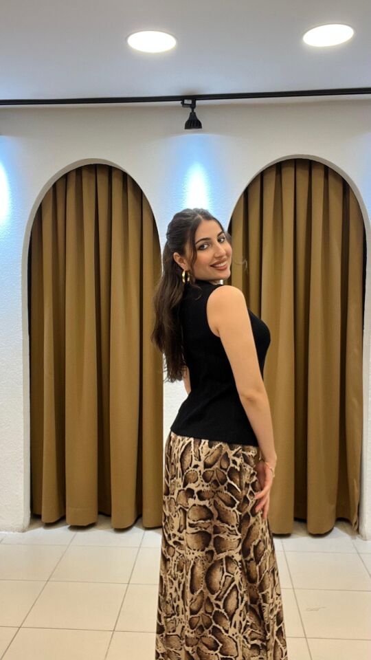 ETEĞİ LEOPAR DESENLİ SATEN TAKIM