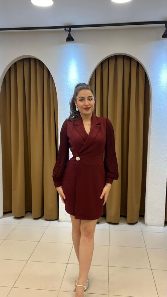 BORDO CEKET ELBİSE M