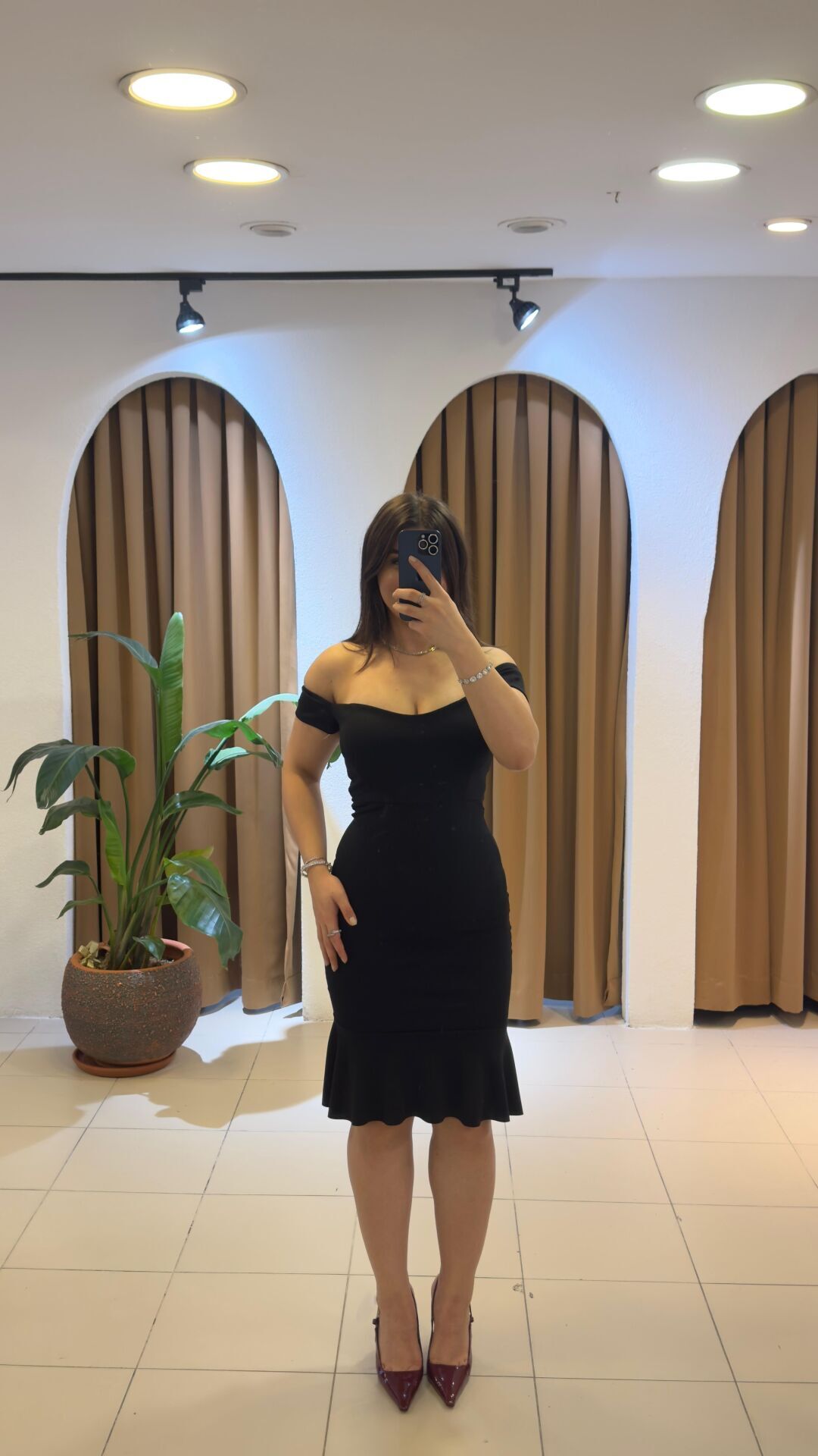 SİYAH DÜŞÜK OMUZ ELBİSE S  - siyah