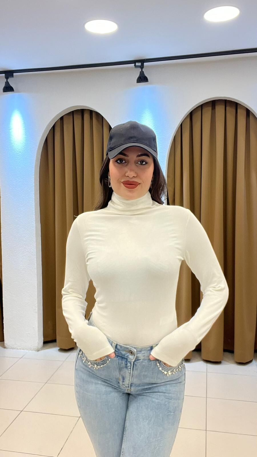 EKRU BALIKÇI YAKA UZUN KOLLU BADİ