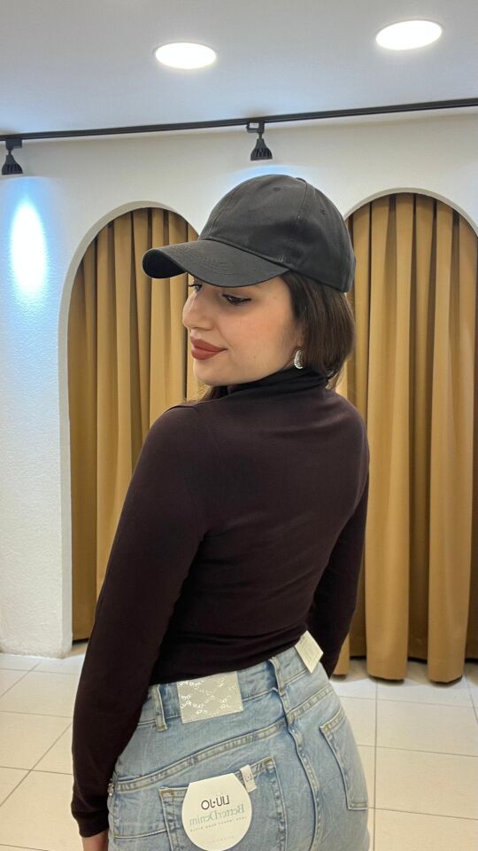 KAHVERENGİ BALIKÇI YAKA UZUN KOLLU BADİ