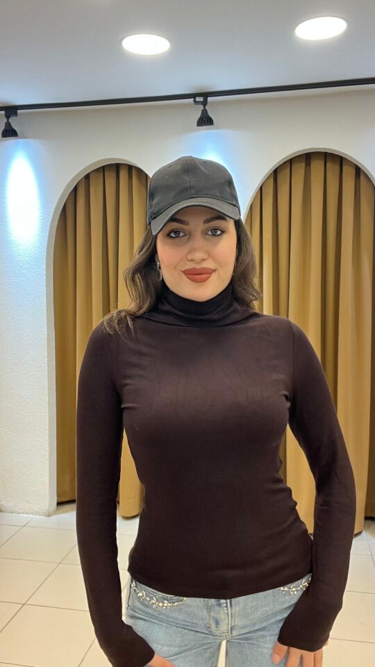 KAHVERENGİ BALIKÇI YAKA UZUN KOLLU BADİ