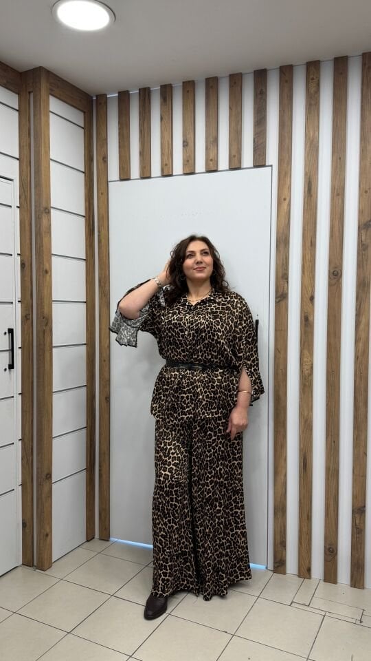 LEOPAR DESEN SATEN İKİLİ TAKIM 50