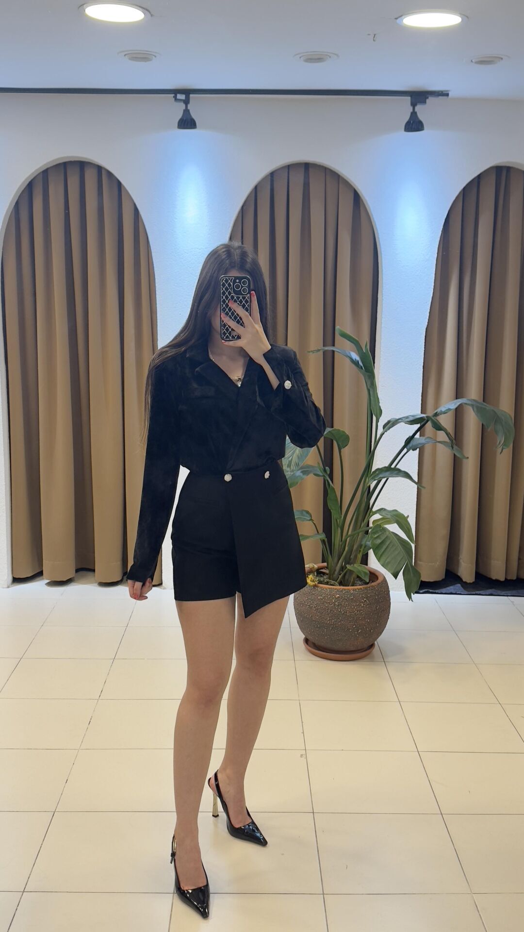 SİYAH KADİFE ŞORTLU TULUM 38 - Siyah