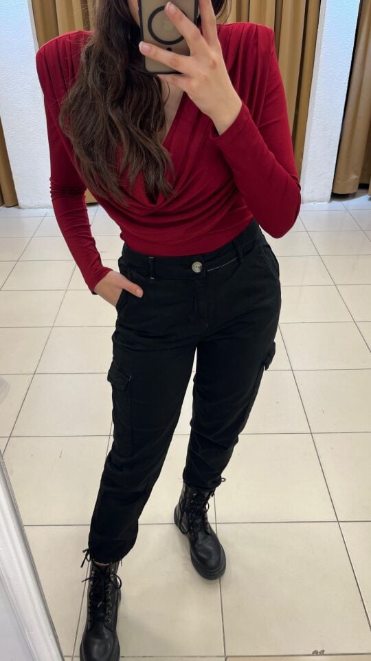 SİYAH YUMUŞAK KARGO PANTOLON 34