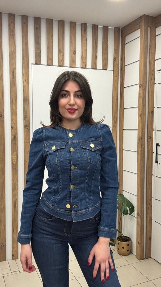 LACİVERT İTHAL GOLD DÜĞMELİ CEKET 42