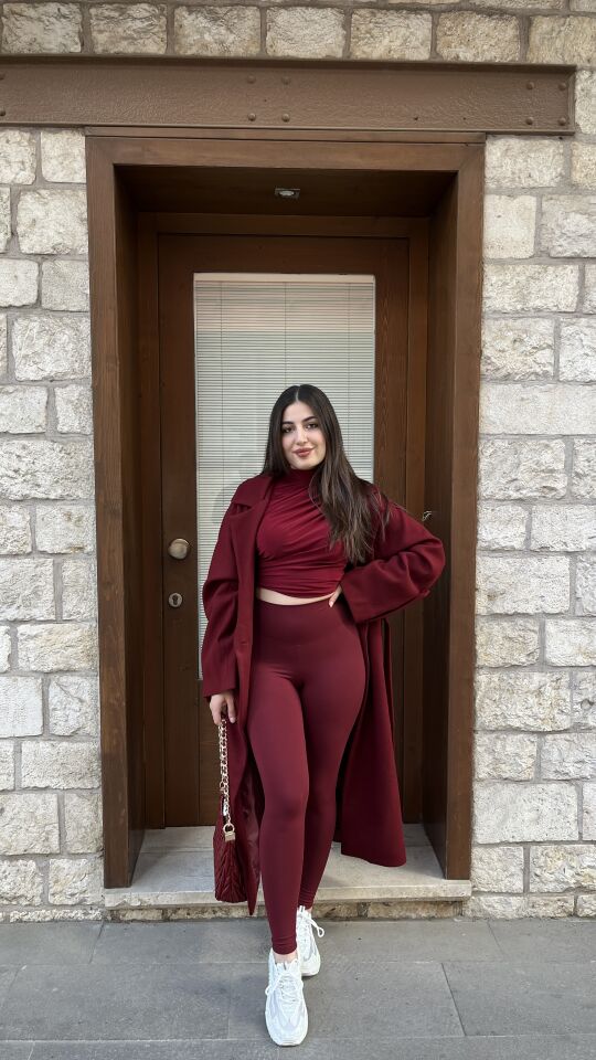 BORDO TEK DÜĞMELİ  CEPLİ KAŞE KABAN