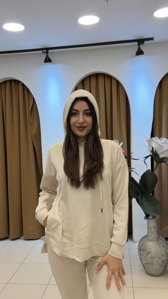 BEJ KAPİŞONLU EŞOFMAN TAKIMI M