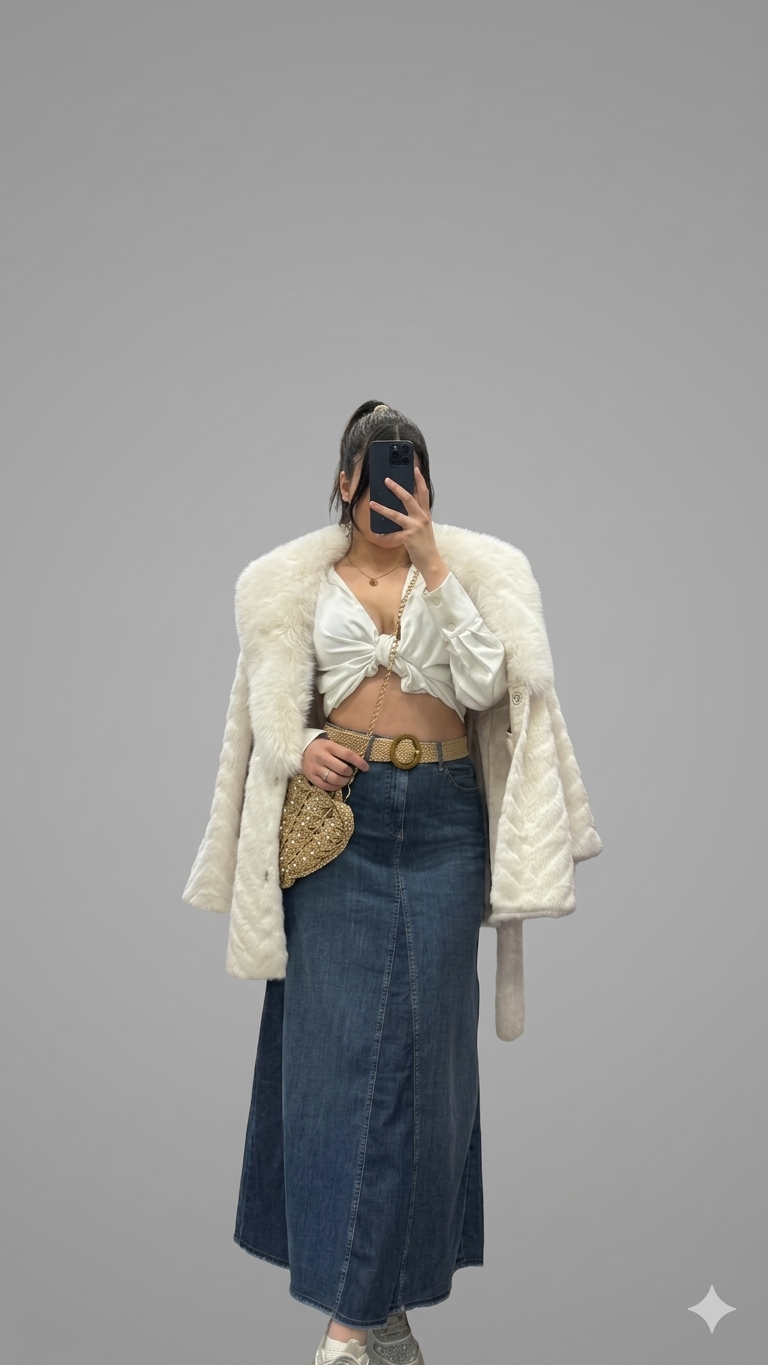 MAVİ UZUN KOT ETEK 48