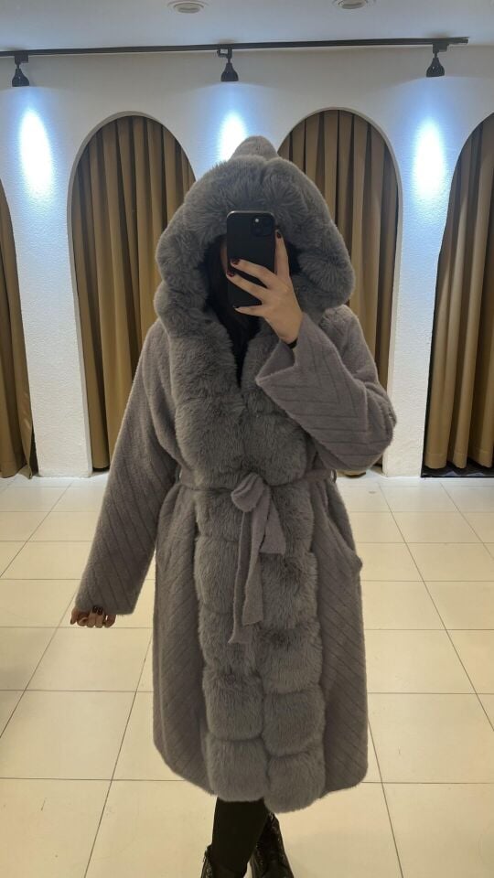 GRİ İTHAL ANGORA KÜRK Standart - Gri