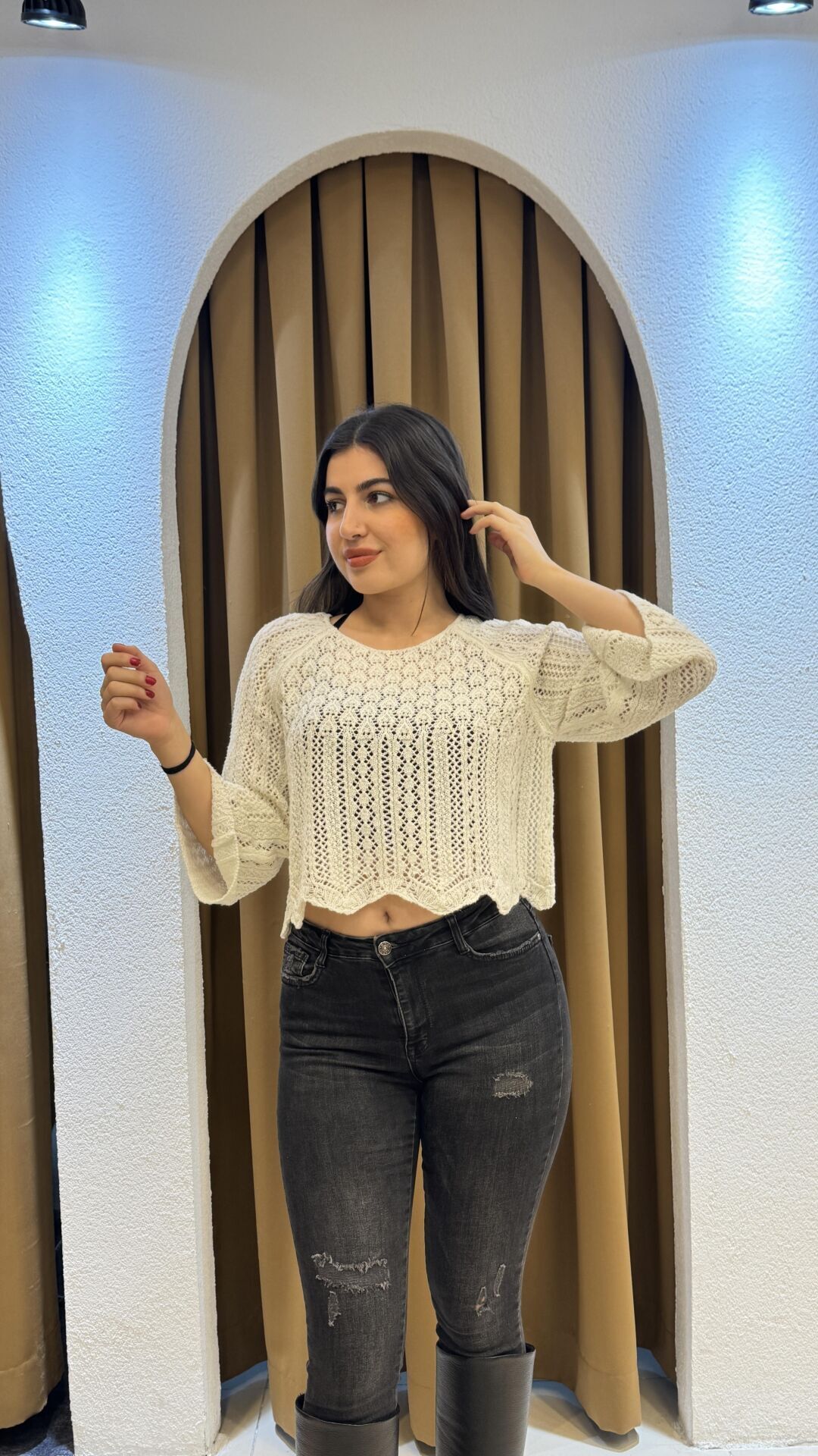 KREM TRİKO KAZAK L - Krem