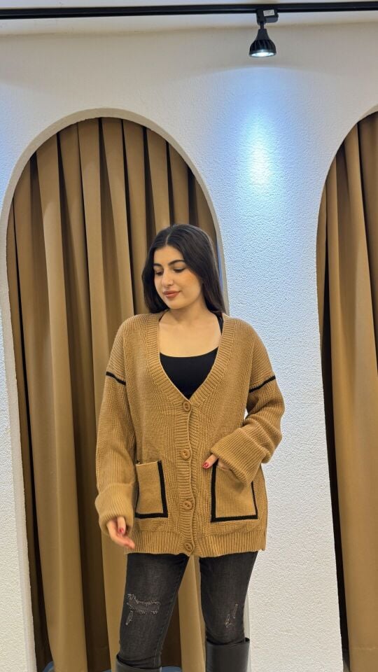 KAHVE TRİKO HIRKA L - KAHVERENGİ