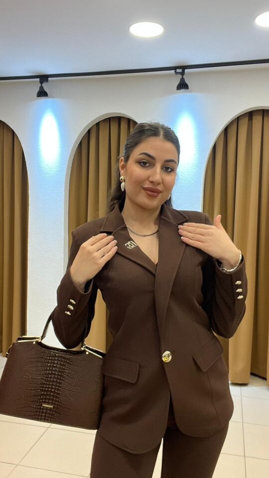KAHVERENGİ TEK DÜĞMELİ PREMİUM TAKIM 40
