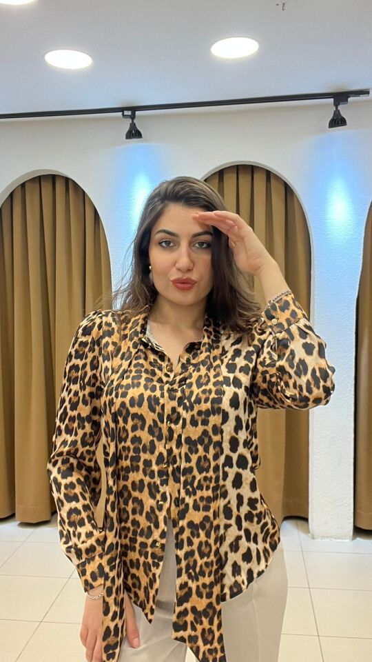 LEOPAR SATEN GÖMLEK