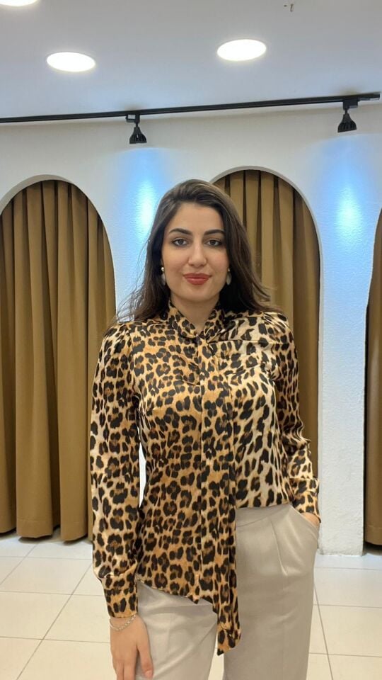 Leopar  Saten Gömlek S