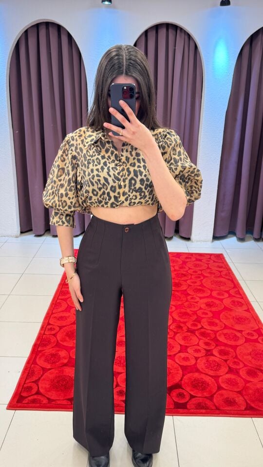 KAHVERENGİ ZARA MODEL KUMAŞ PANTOLON 46