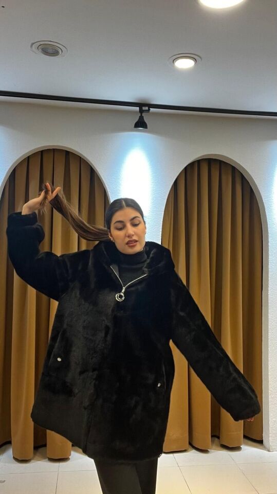 SİYAH CEP DETAYLI KÜRK Standart - siyah