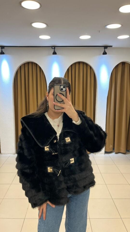 SİYAH SUNİ KÜRK CEKET