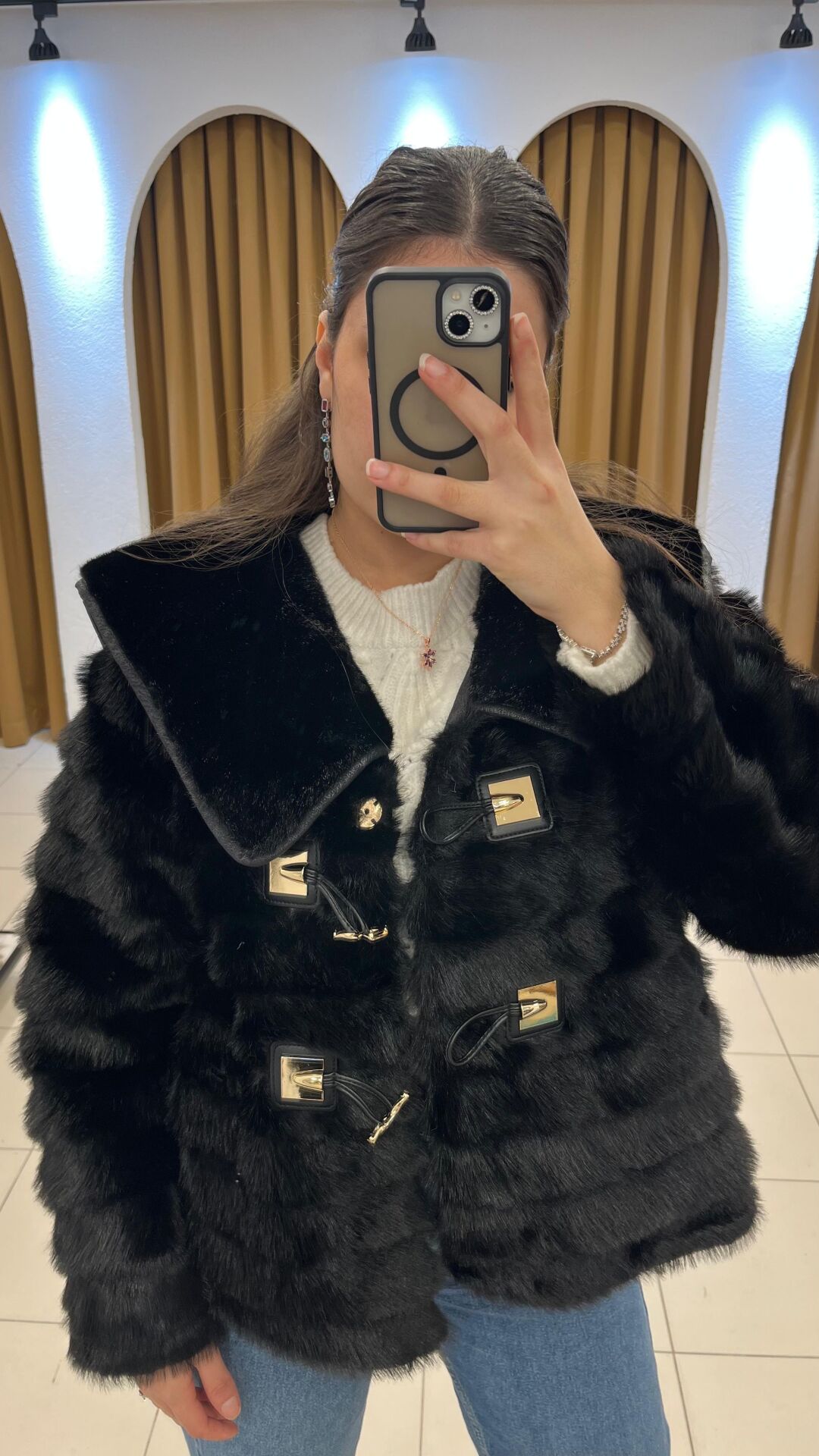 SİYAH SUNİ KÜRK CEKET