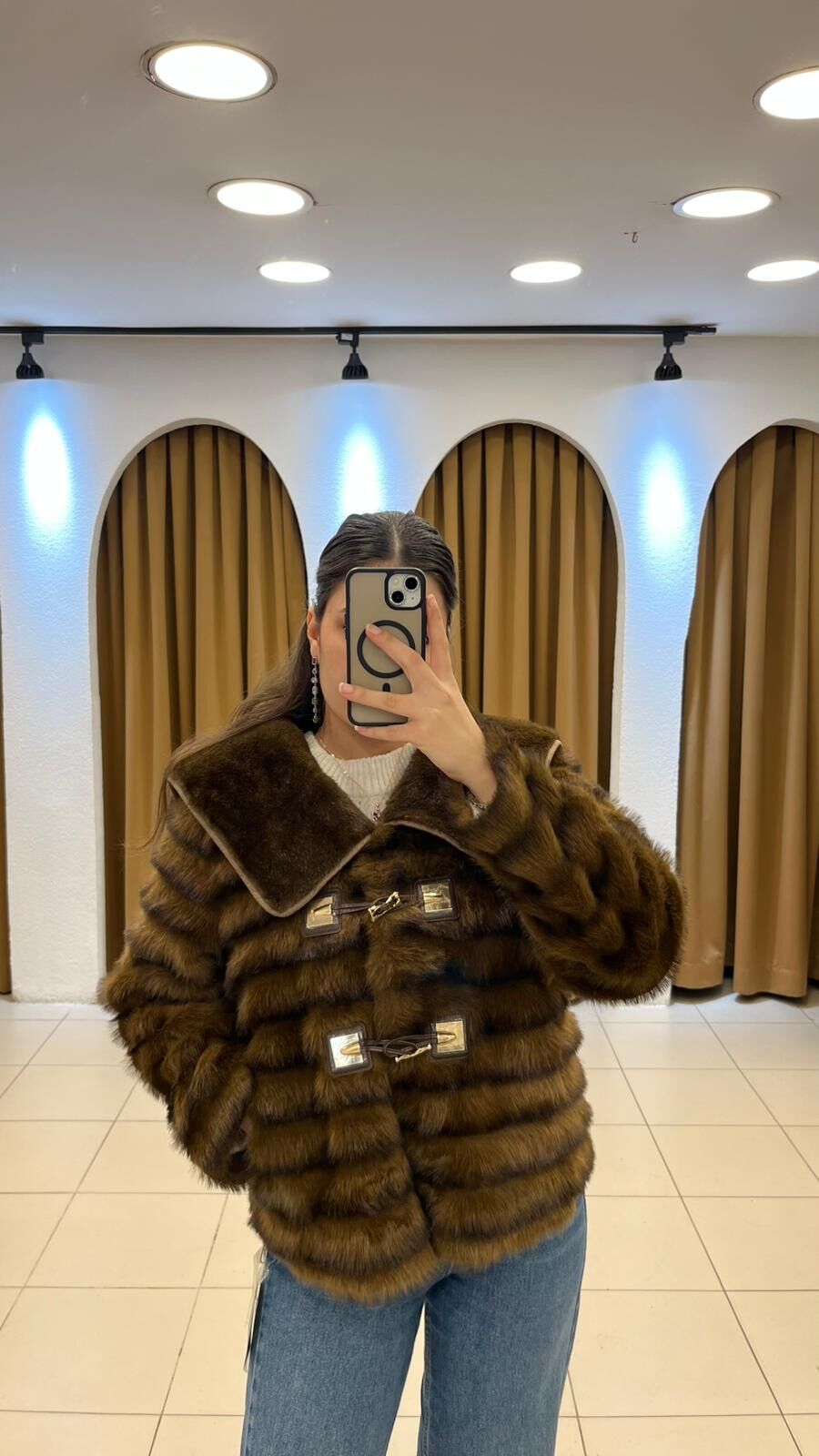 KAHVERENGİ SUNİ KÜRK CEKET