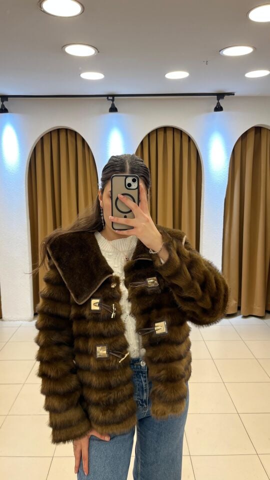 KAHVERENGİ SUNİ KÜRK CEKET