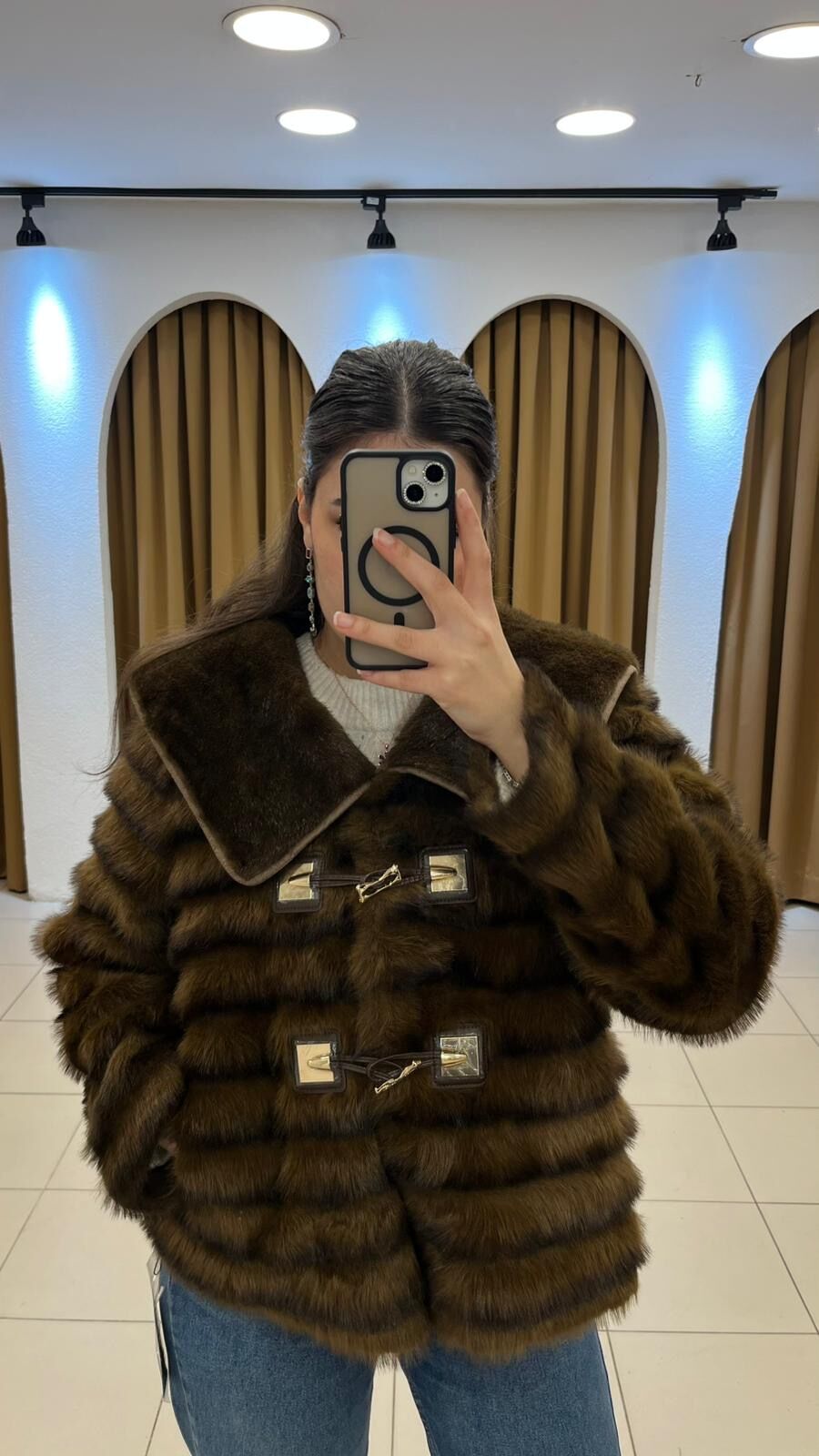 KAHVERENGİ SUNİ KÜRK CEKET