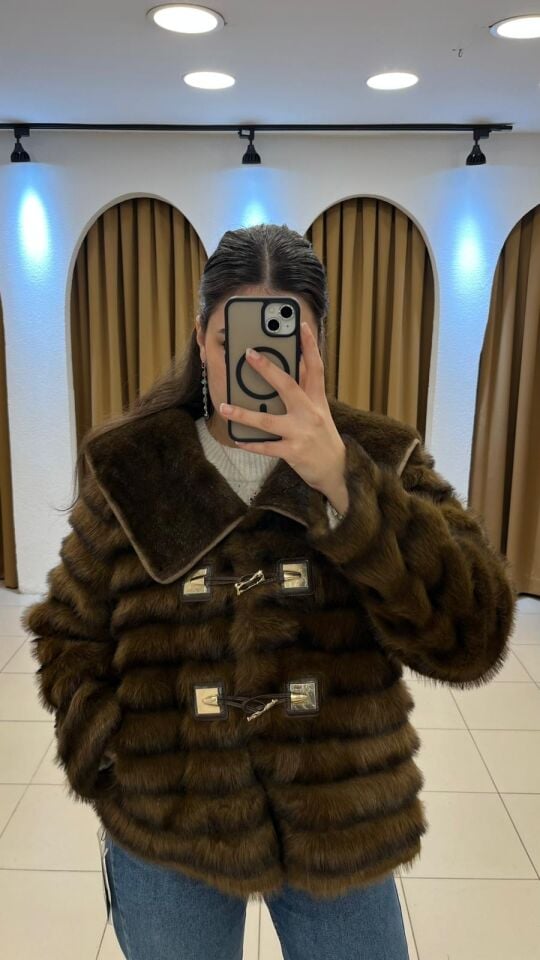 KAHVERENGİ SUNİ KÜRK CEKET