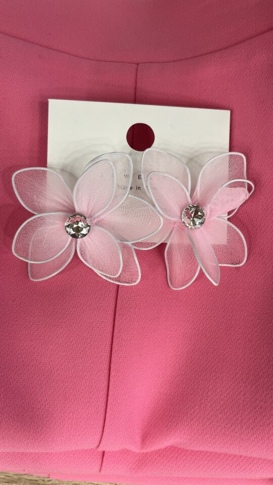 PEMBE ÇİÇEK MOTİF KÜPE