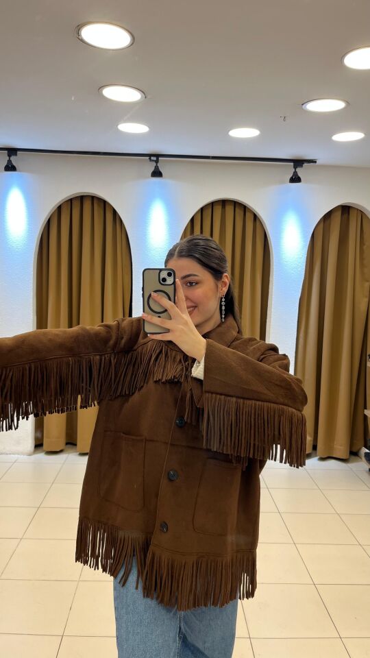 KAHVERENGİ PÜSKÜLLÜ SÜET CEKET