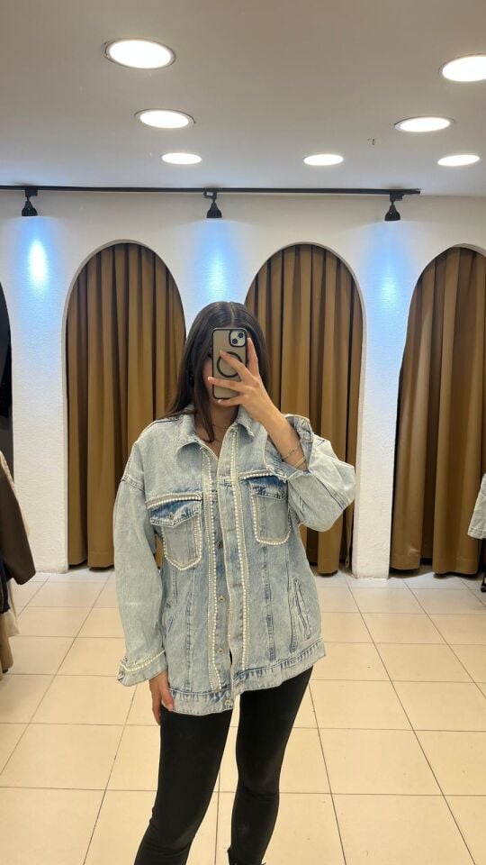 BONCUK DETAYLI İTHAL KOT CEKET XS