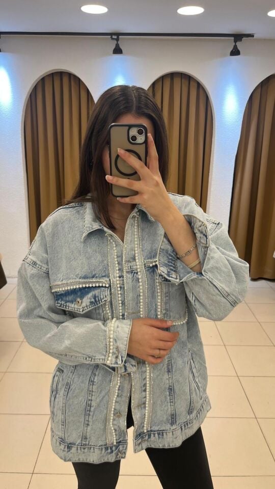 BONCUK DETAYLI İTHAL KOT CEKET XS