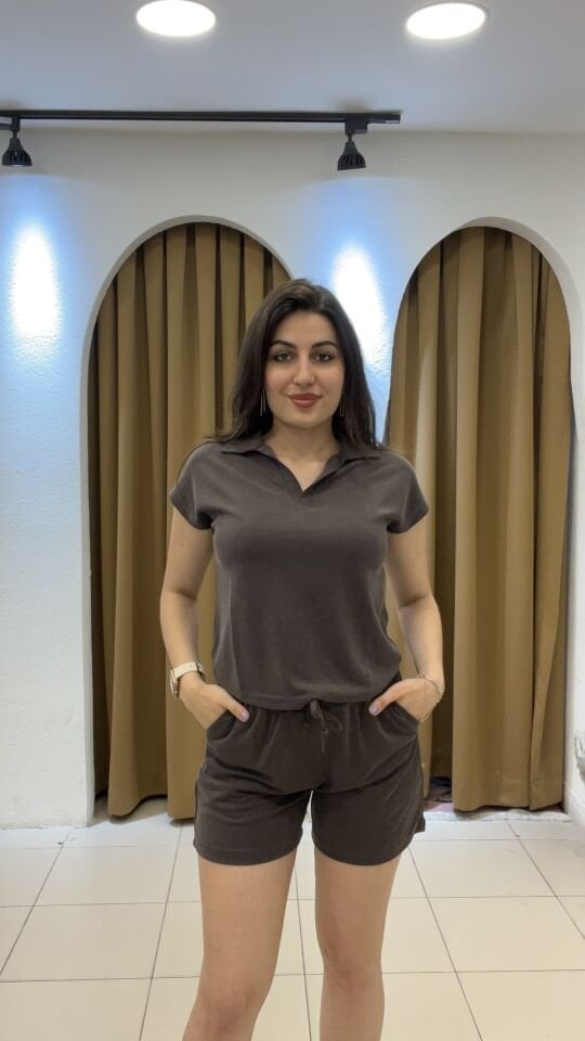 KAHVERENGİ ŞORTLU TAKIM