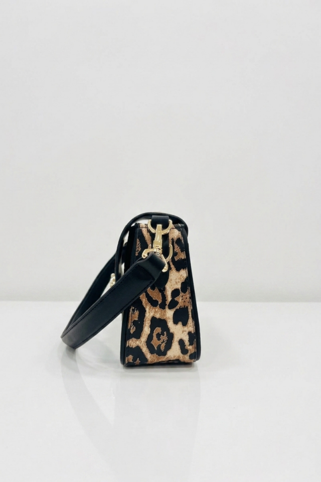  Leopar Desenli Gold Tokalı Kadın Omuz ve Çapraz Çantası Leopar desen