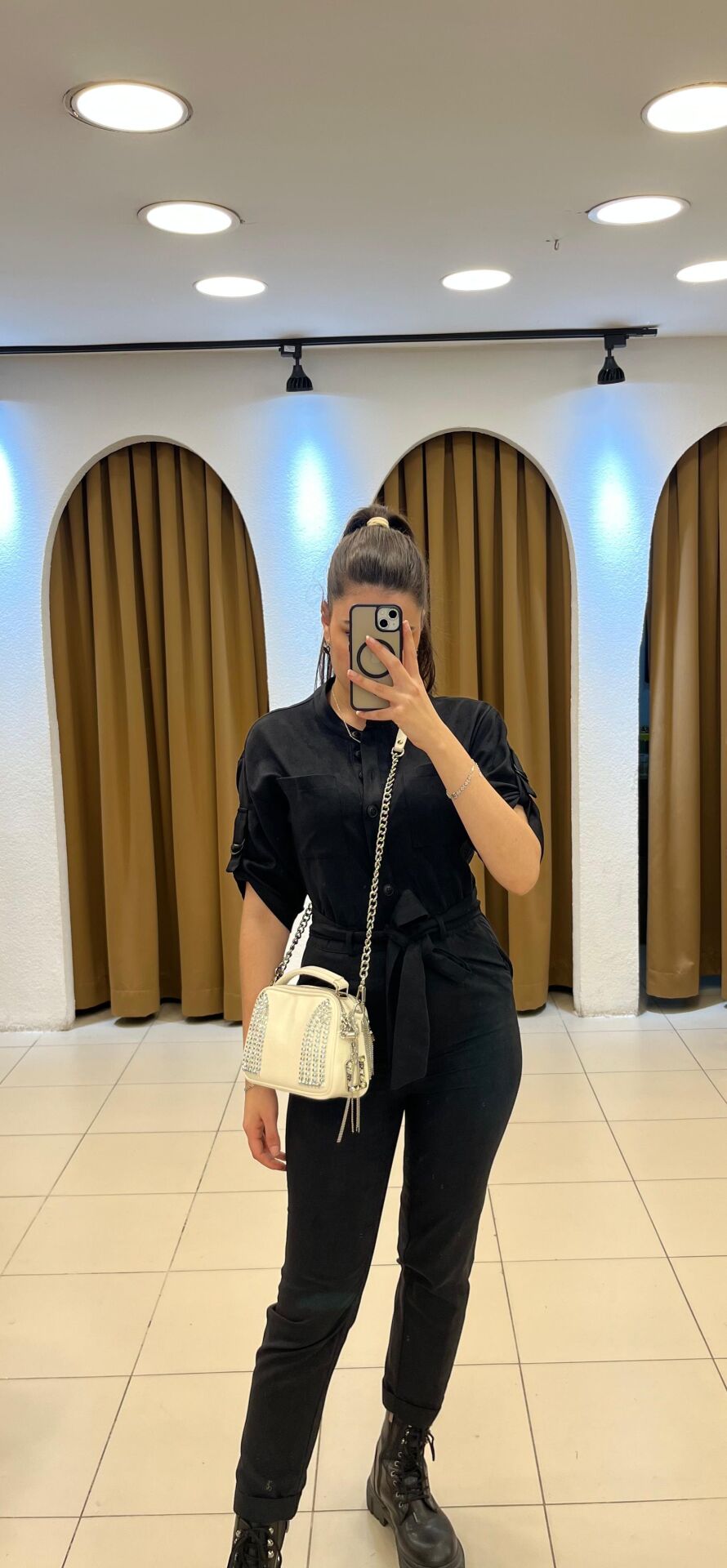 SİYAH SAFARİ DÜĞME TULUM