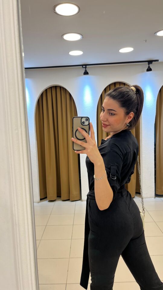 SİYAH SAFARİ DÜĞME TULUM