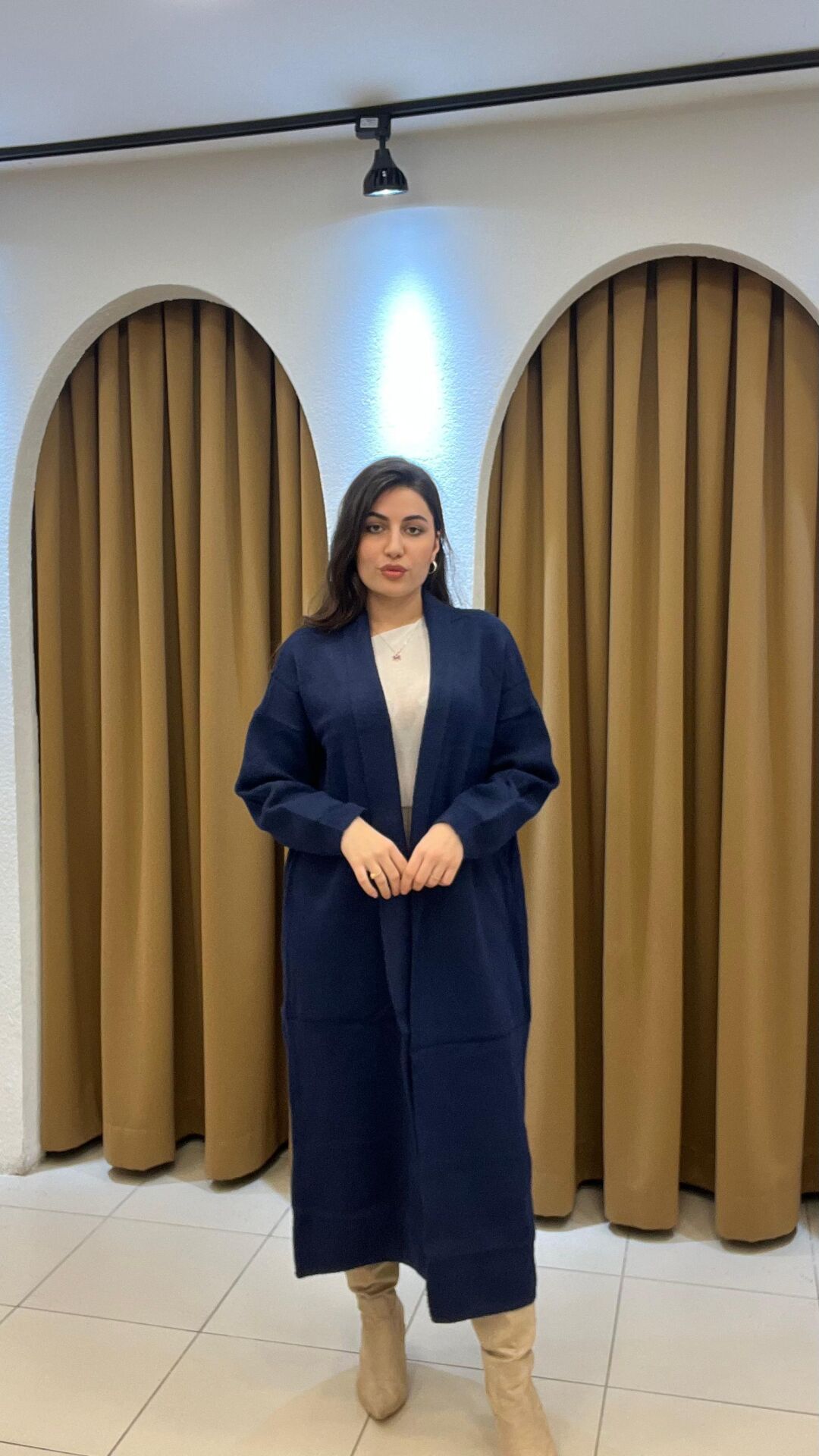 LACİVERT YÜN UZUN HIRKA