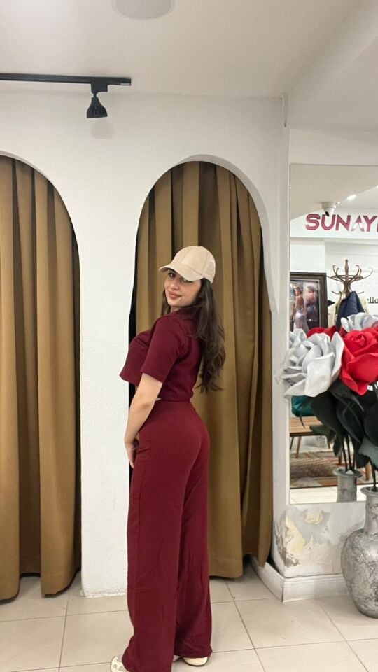 BORDO KESİM RAHAT PANTOLON