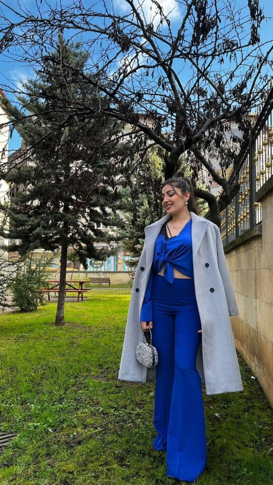 LACİVERT İSPANYOL PAÇA PANTOLON M - LACİVERT