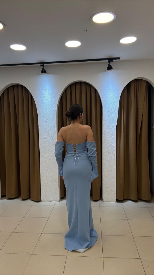 BEBE MAVİSİ  ELDİVENLİ BALIK MODEL ABİYE