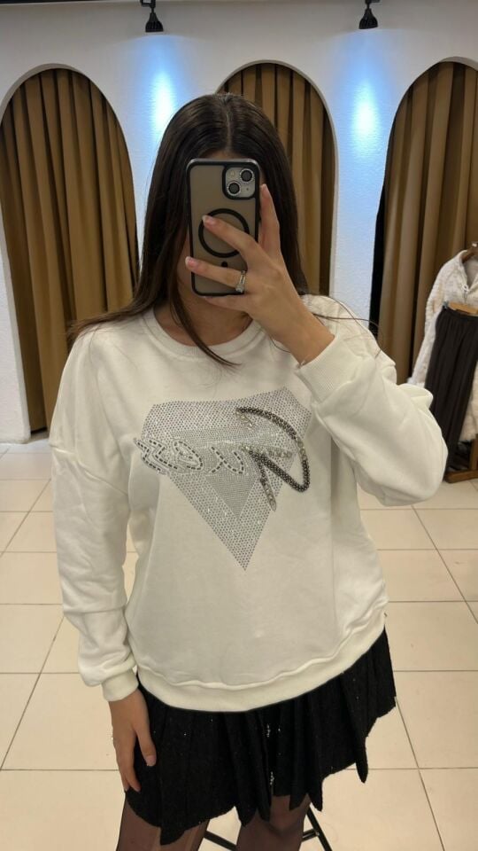 BEYAZ TAŞLI SWEAT